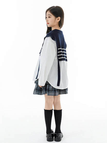 Arrival Autumn Kids Girls Long Sleeves Striped Pattern Preppy Top