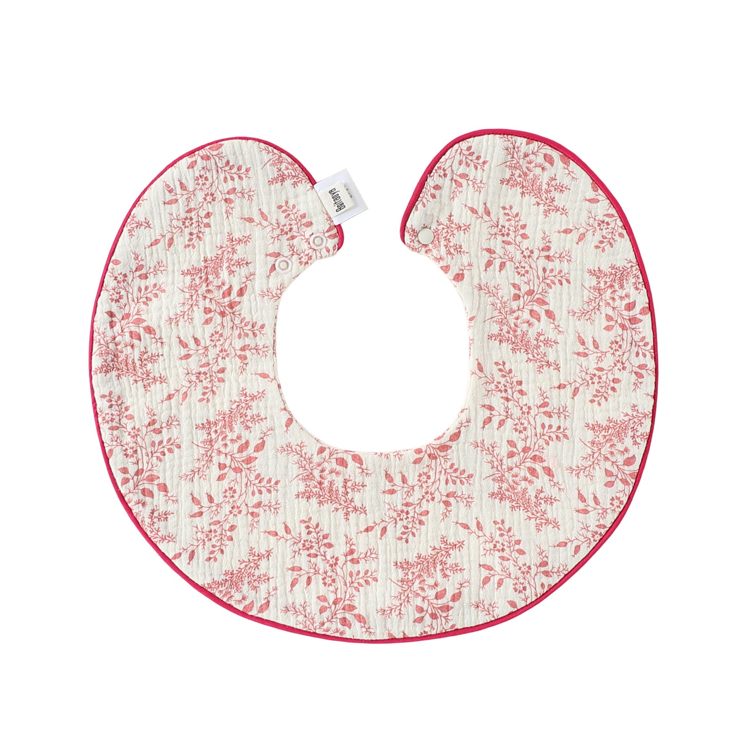 Adorable Vintage Floral Pattern Snap-on Round Shaped Bib, MyKids-USA®, Bibs, MyKids-USA - Size/Age - S (0-1Y) - Color - Red -  -  - TR2605202212-F.
