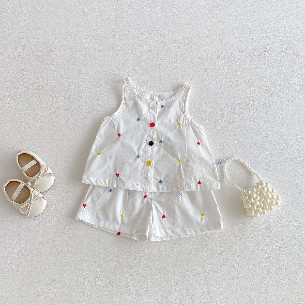 Summer Baby Kids Girls Sleeveless Hearts Embroidery Vest and Shorts Clothing Set, MyKids-USA®, Baby & Toddler Outfits, MyKids-USA -  -  -  -  -  -  - .