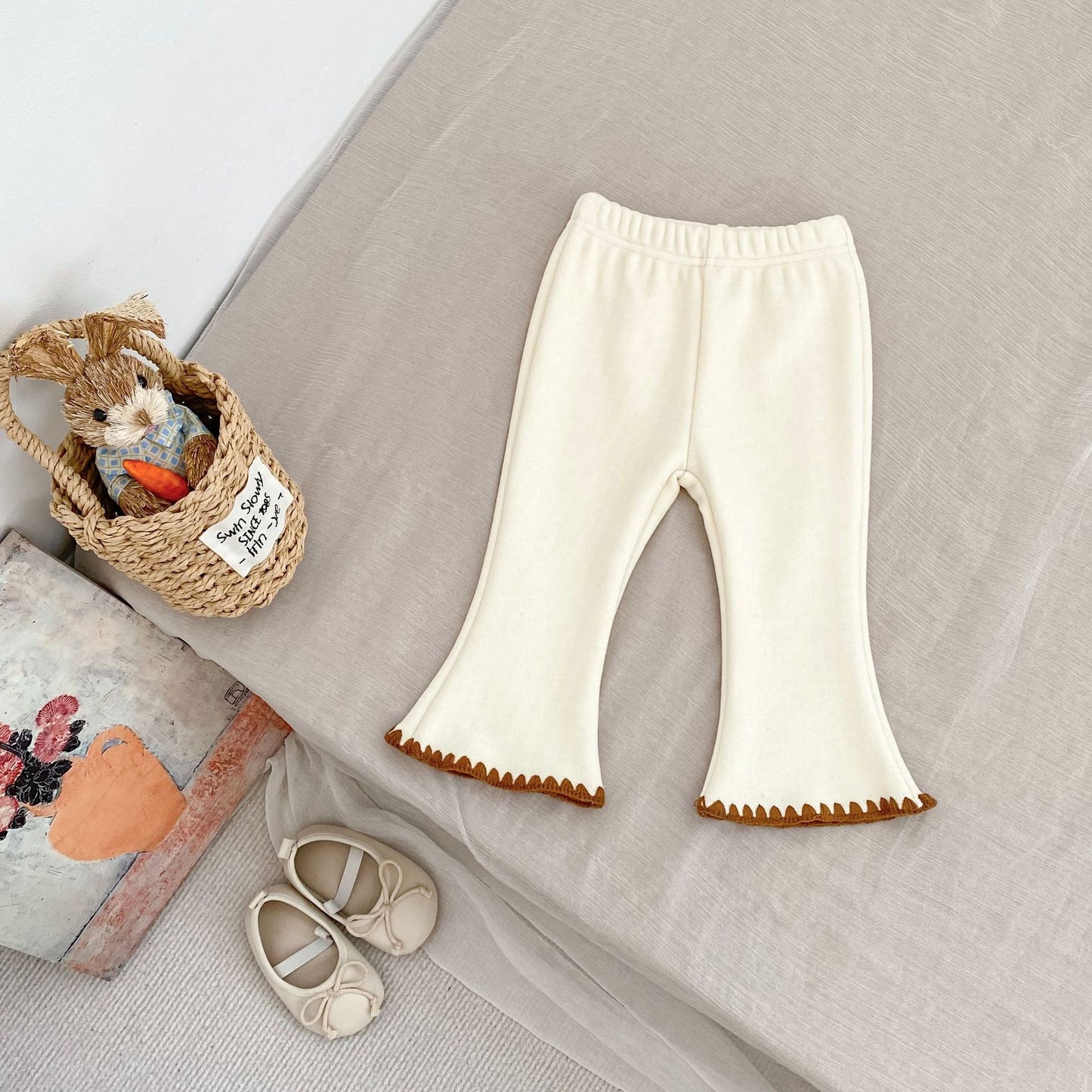 Autumn and Winter Arrival Fashion American Style Fleece-lined Warm Flared Pants, MyKids-USA®, Leggings, MyKids-USA - Size/Age - 73 (6-9M) - Color - Beige -  -  - TR2511242355-A