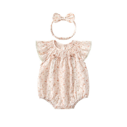 Summer Arrival Fly Sleeves Flowers Pattern Butterfly-bow Decorated Onesies for Stylish Girls, MyKids-USA®, Baby One-Pieces, MyKids-USA -  -  -  -  -  -  - 