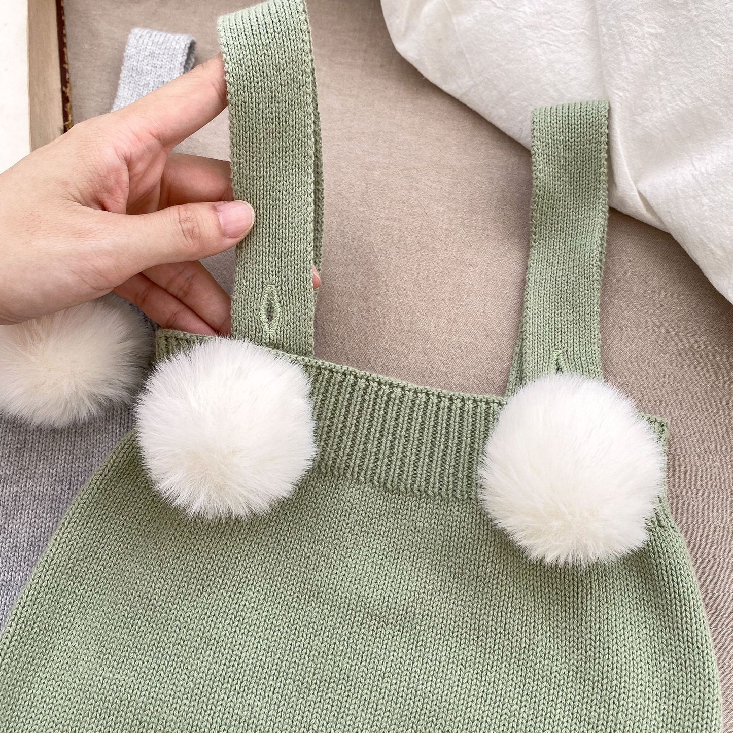 Baby Girl  Autumn Plush Ball Camisole Knitted Vest One Piece, MyKids-USA®, Baby One-Pieces, MyKids-USA -  -  -  -  -  -  - 