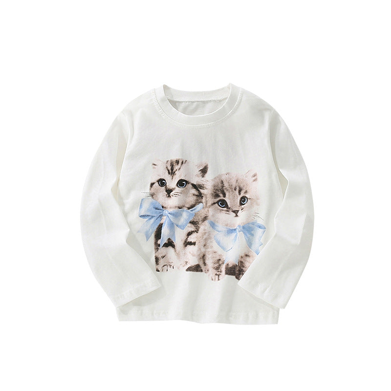 Autumn and Spring Arrival Animals Cartoon Pattern Long Sleeves Pullover for Stylish Girls, MyKids-USA®, Sweatshirts, MyKids-USA - Size/Age - 100 (2-3Y) - Color - Beige -  -  - TR2509152200-A