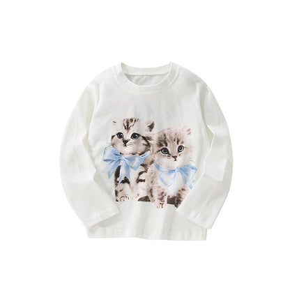Autumn and Spring Arrival Animals Cartoon Pattern Long Sleeves Pullover for Stylish Girls, MyKids-USA®, Sweatshirts, MyKids-USA - Size/Age - 100 (2-3Y) - Color - Beige -  -  - TR2509152200-A