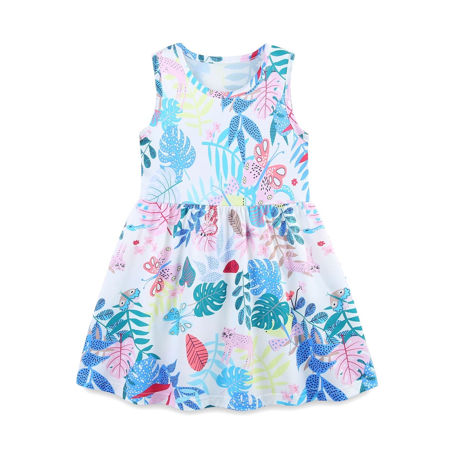 Summer Arrival Colorful Jungle Pattern Sleeveless Dress for Stylish Girls, MyKids-USA®, Baby & Toddler Dresses, MyKids-USA - Size/Age - 90 (12-24M) - Color - Colorful -  -  - TR2505252159