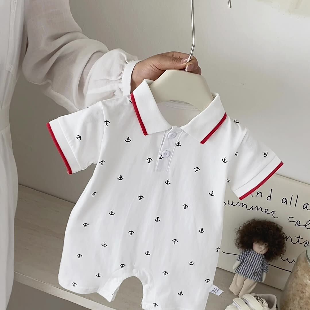 Summer Arrival Baby Boys Short Sleeves Polo Design Rompers Bodysuits, MyKids-USA®, Baby & Children's One-Pieces, MyKids-USA -  -  -  -  -  -  - .