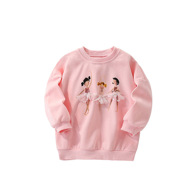 Autumn and Spring Arrival Cartoon Pattern Long Sleeves Pullover for Stylish Girls, MyKids-USA®, Sweatshirts, MyKids-USA - Size/Age - 110 (3-5Y) - Color - Pink -  -  - TR2509122245-A