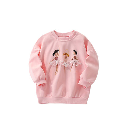 Autumn and Spring Arrival Cartoon Pattern Long Sleeves Pullover for Stylish Girls, MyKids-USA®, Sweatshirts, MyKids-USA - Size/Age - 110 (3-5Y) - Color - Pink -  -  - TR2509122245-A