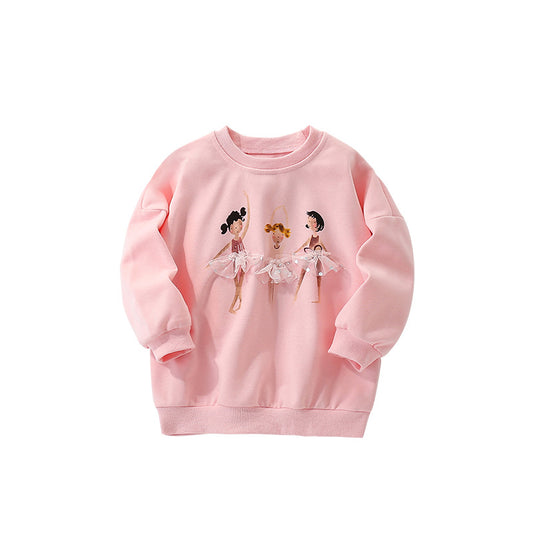 Autumn and Spring Arrival Cartoon Pattern Long Sleeves Pullover for Stylish Girls, MyKids-USA®, Sweatshirts, MyKids-USA - Size/Age - 110 (3-5Y) - Color - Pink -  -  - TR2509122245-A