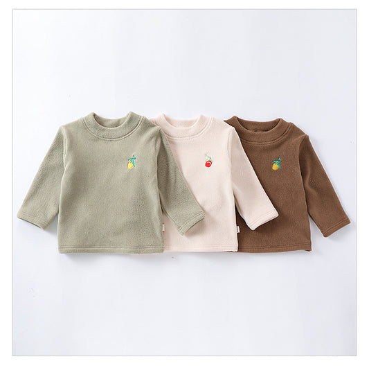 Baby Girls Kids Orlon Fleece Fruit Embroidery Logo Crew Neck Long Sleeve Pullover, MyKids-USA®, Baby & Toddler Outerwear, MyKids-USA -  -  -  -  -  -  - 