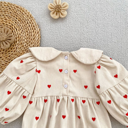 MyKids-USA® Autumn Hearts Pattern Baby Kids Girls Princess Long Sleeves Bodysuit