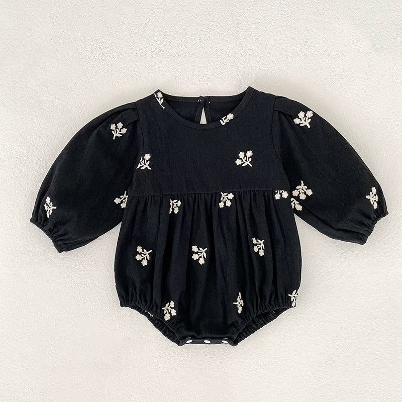 Autumn Baby Girls Floral Embroidery Pattern Long-sleeved Onesies and Dress – Princess Sister Matching Set, MyKids-USA®, Baby & Toddler Outfits, MyKids-USA - Size/Age - 66 (3-6M) - Color - Black -  -  - TR2507302327-A