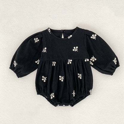 Autumn Baby Girls Floral Embroidery Pattern Long-sleeved Onesies and Dress – Princess Sister Matching Set, MyKids-USA®, Baby & Toddler Outfits, MyKids-USA - Size/Age - 66 (3-6M) - Color - Black -  -  - TR2507302327-A