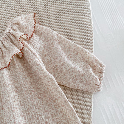 Autumn Arrival Baby Girls Long Sleeves Floral Pattern Rompers with Ruffle Collar, MyKids-USA®, Baby One-Pieces, MyKids-USA -  -  -  -  -  -  - 