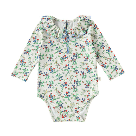MyKids-USA® Autumn Arrival Baby Kids Girls Princess Long Sleeves Flowers and Fruits Pattern Bodysuit