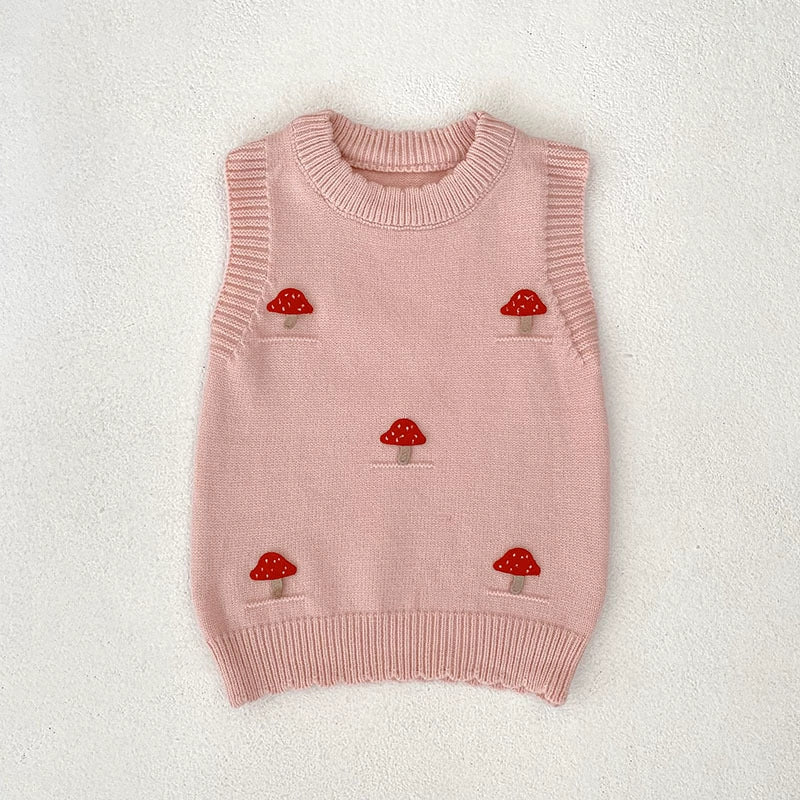 Autumn Arrival Baby Unisex Comfortable Mushrooms Pattern Knitted Sleeveless Vest, MyKids-USA®, Sweaters, MyKids-USA - Size/Age - 73 (6-9M) - Color - Pink -  -  - TR2508042333-C