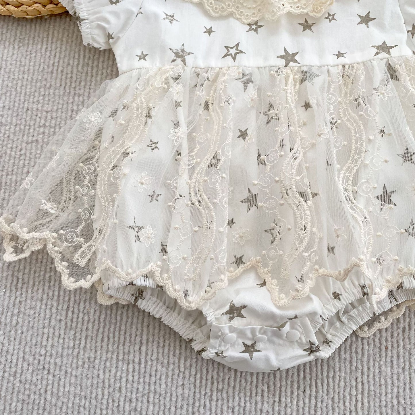 Summer Girls Stars Pattern Flowers Embroidered Collar Onesies and Dress – Princess Sister Matching Set, MyKids-USA®, Baby & Children's Outfits, MyKids-USA -  -  -  -  -  -  - .