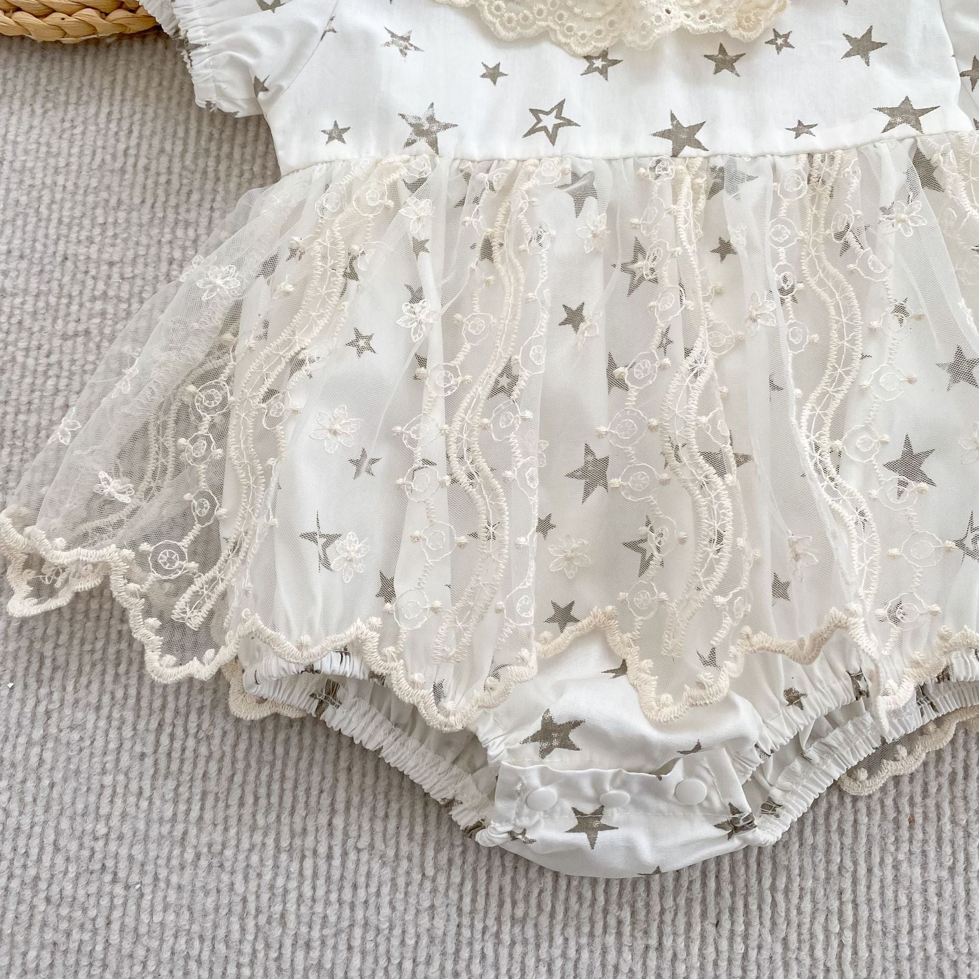Summer Girls Stars Pattern Flowers Embroidered Collar Onesies and Dress – Princess Sister Matching Set, MyKids-USA®, Baby & Children's Outfits, MyKids-USA -  -  -  -  -  -  - .