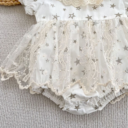 Summer Girls Stars Pattern Flowers Embroidered Collar Onesies and Dress – Princess Sister Matching Set, MyKids-USA®, Baby & Children's Outfits, MyKids-USA -  -  -  -  -  -  - .