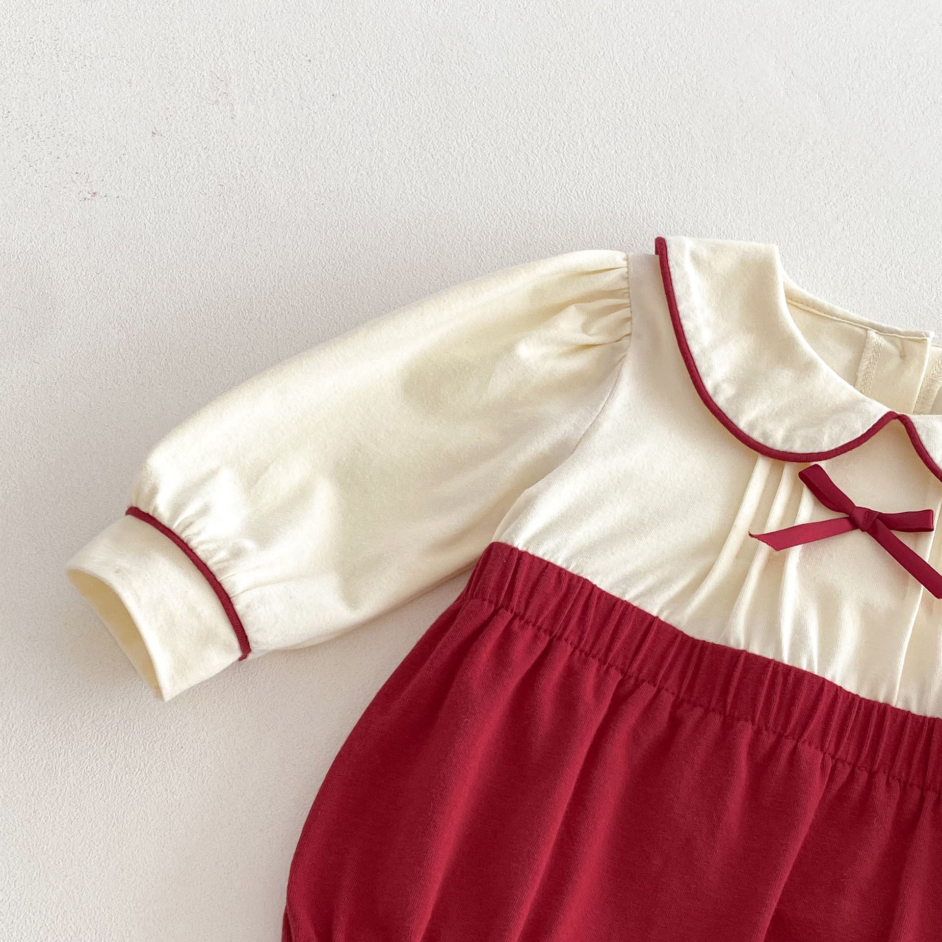 Spring Arrival Baby Girls Cute Color Patchwork Long Sleeves Peter Pan Collar Onesies, MyKids-USA®, Baby One-Pieces, MyKids-USA -  -  -  -  -  -  - 