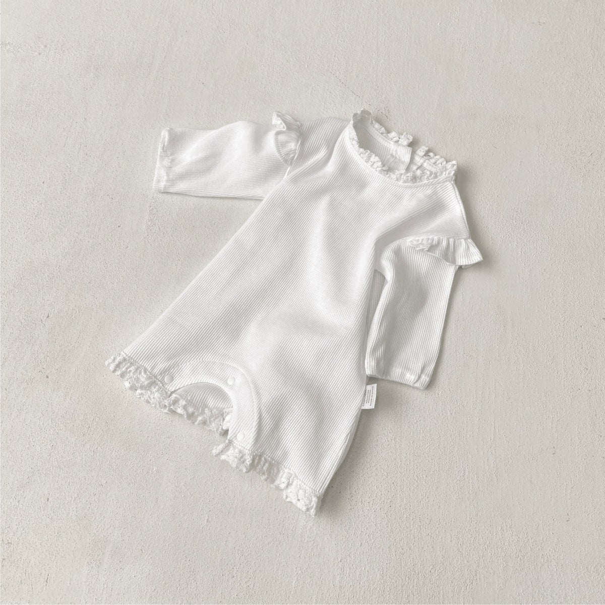 MyKids-USA® Autumn Hot Selling Baby Unisex Solid Color Ruffle Neck Long Sleeves Romper
