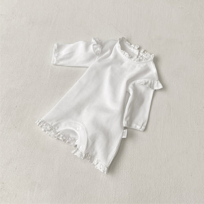 MyKids-USA® Autumn Hot Selling Baby Unisex Solid Color Ruffle Neck Long Sleeves Romper