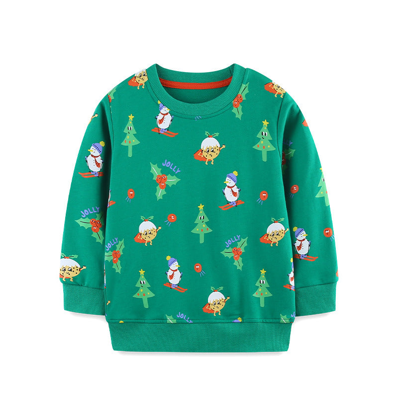 Autumn and Winter Arrival Christmas Cartoon Pattern Long Sleeves Pullover for Boys