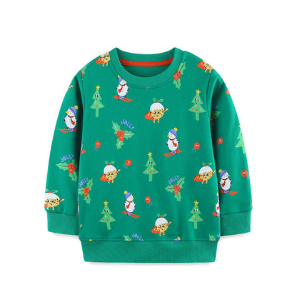 Autumn and Winter Arrival Christmas Cartoon Pattern Long Sleeves Pullover for Boys