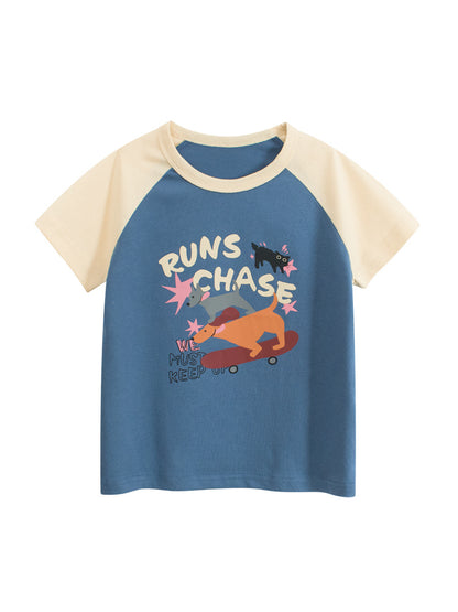 Summer Girls’ Cartoon and Letters Printed T-shirt in European and American Style, MyKids-USA®, Baby & Toddler Tops, MyKids-USA -  -  -  -  -  -  - 