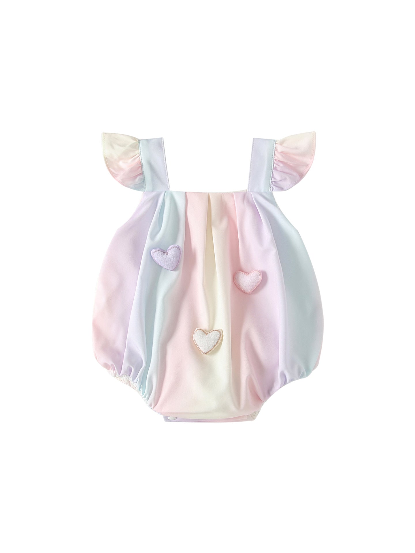 Summer Arrival Baby Girls Fly Sleeves Color Patchwork Strap Bodysuits, MyKids-USA®, Baby & Children's One-Pieces, MyKids-USA -  -  -  -  -  -  - .