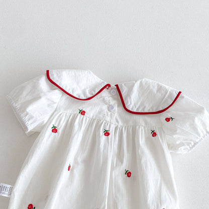 Summer Arrival Baby Girls Floral Pattern Embroidered Short Sleeves Onesies, MyKids-USA®, Baby One-Pieces, MyKids-USA -  -  -  -  -  -  - 