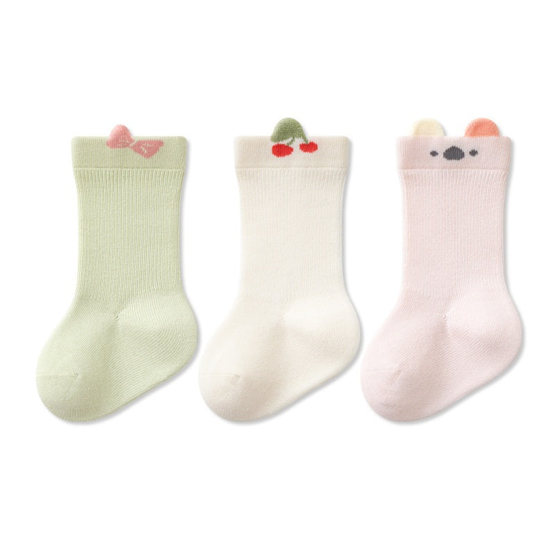 Autumn and Spring Baby Boys and Girls Cute Cartoon Pattern Socks 1 Lot=3-Pair Set, MyKids-USA®, Baby & Toddler Socks & Tights, MyKids-USA - Size/Age - XS (0-6M) - Color - Purple -  -  - TR2603211953-D.