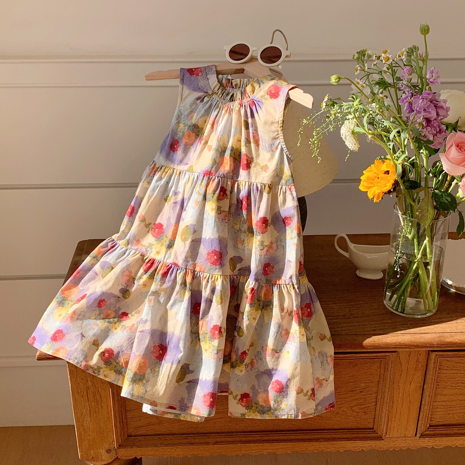 Summer Baby Kids Girls Sleeveless Oil-Painting Flowers Pattern Dress, MyKids-USA®, Baby & Toddler Dresses, MyKids-USA -  -  -  -  -  -  - 