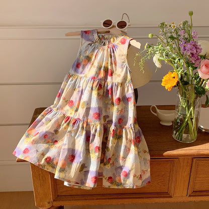 Summer Baby Kids Girls Sleeveless Oil-Painting Flowers Pattern Dress, MyKids-USA®, Baby & Toddler Dresses, MyKids-USA -  -  -  -  -  -  - 