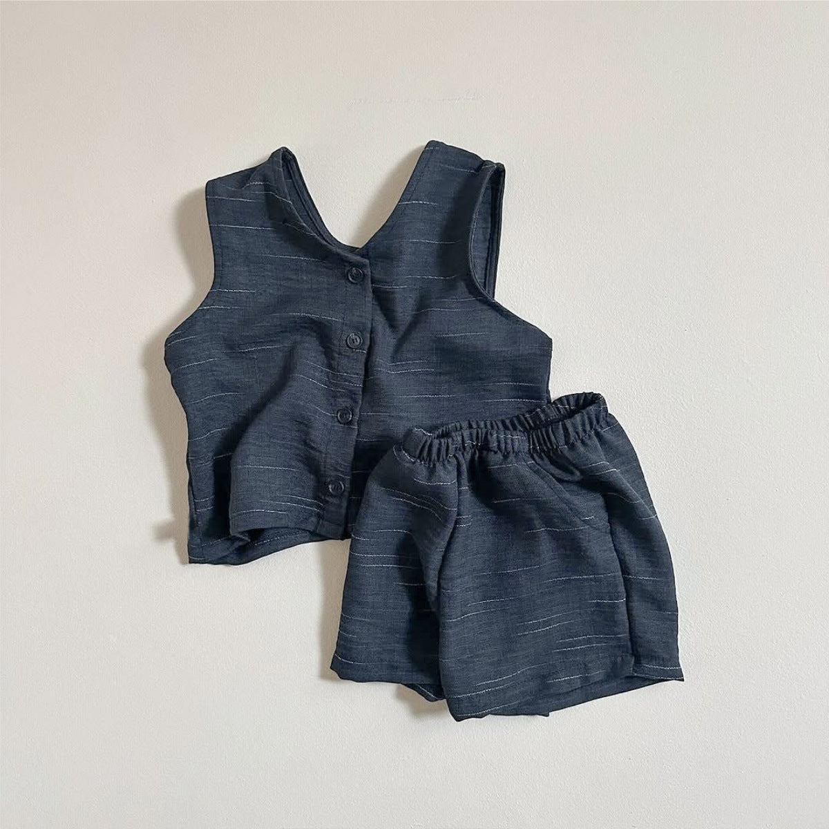 Summer Hot Selling Baby Kids Unisex Sleeveless Single Breasted Top Vest and Shorts Casual Clothing Set, MyKids-USA®, Baby & Toddler Outfits, MyKids-USA - Size/Age - 73 (6-9M) - Color - Navy Blue (Dark Blue) -  -  - TR2505212318-B