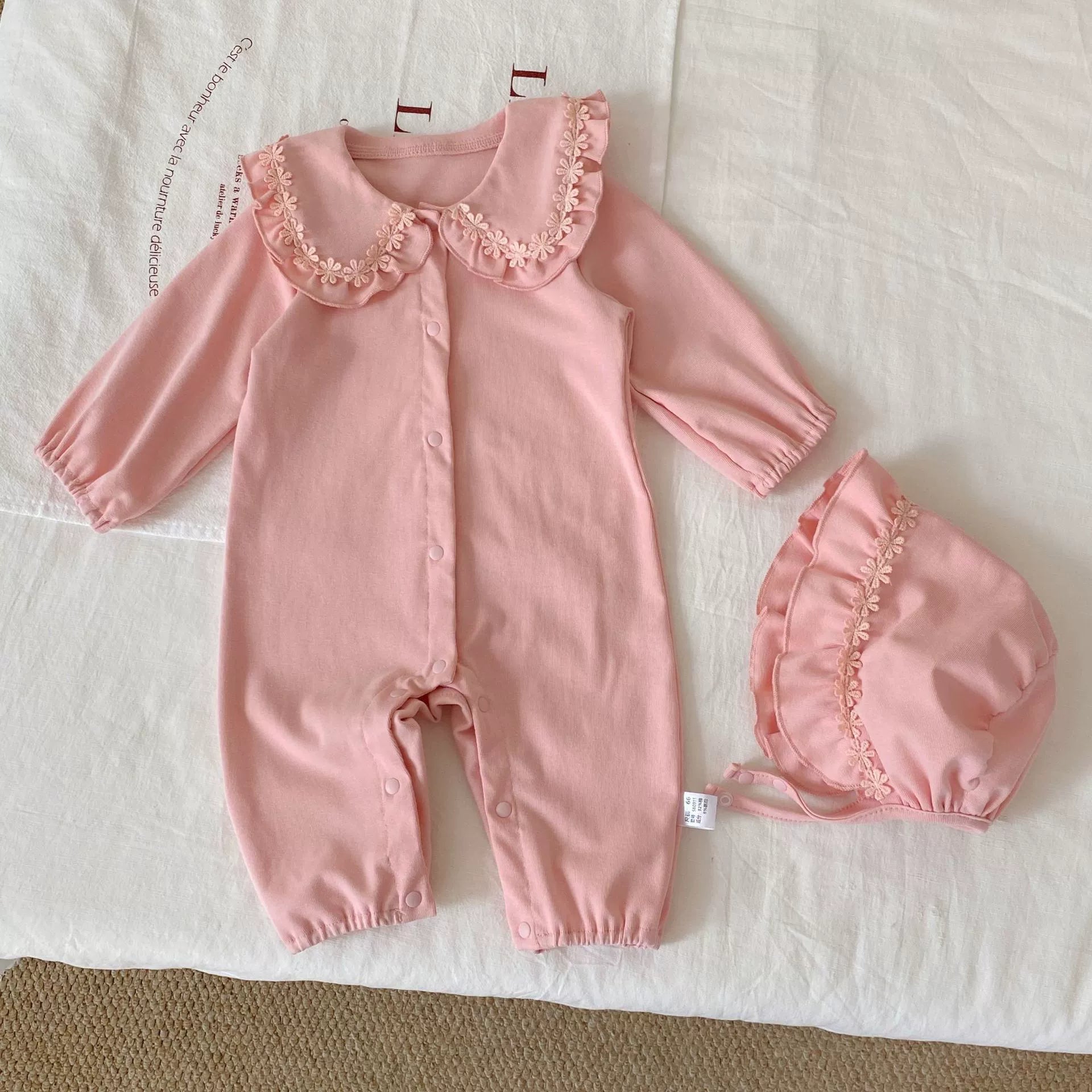Autumn and Winter Arrival Baby Girls Long Sleeves Flowers Pattern Single Breasted Rompers, MyKids-USA®, Baby One-Pieces, MyKids-USA - Size/Age - 66 (3-6M) - Color - Pink -  -  - TR2512071754-A.