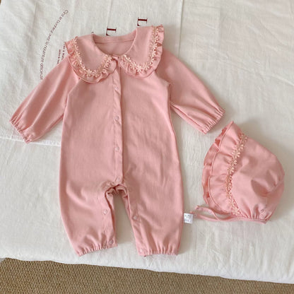 Autumn and Winter Arrival Baby Girls Long Sleeves Flowers Pattern Single Breasted Rompers, MyKids-USA®, Baby One-Pieces, MyKids-USA - Size/Age - 66 (3-6M) - Color - Pink -  -  - TR2512071754-A.