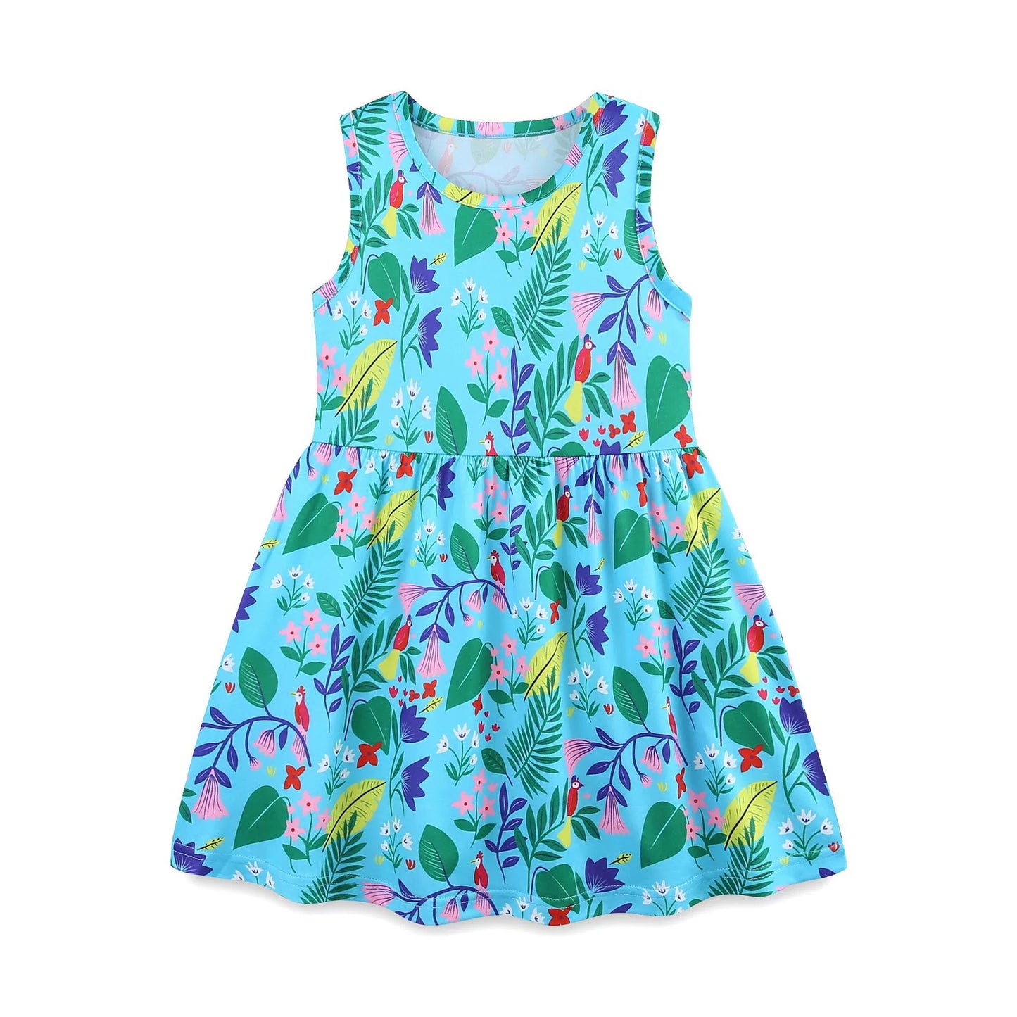 Summer Arrival Leaves and Animals Pattern Sleeveless Dress for Stylish Girls, MyKids-USA®, Baby & Toddler Dresses, MyKids-USA -  -  -  -  -  -  - 