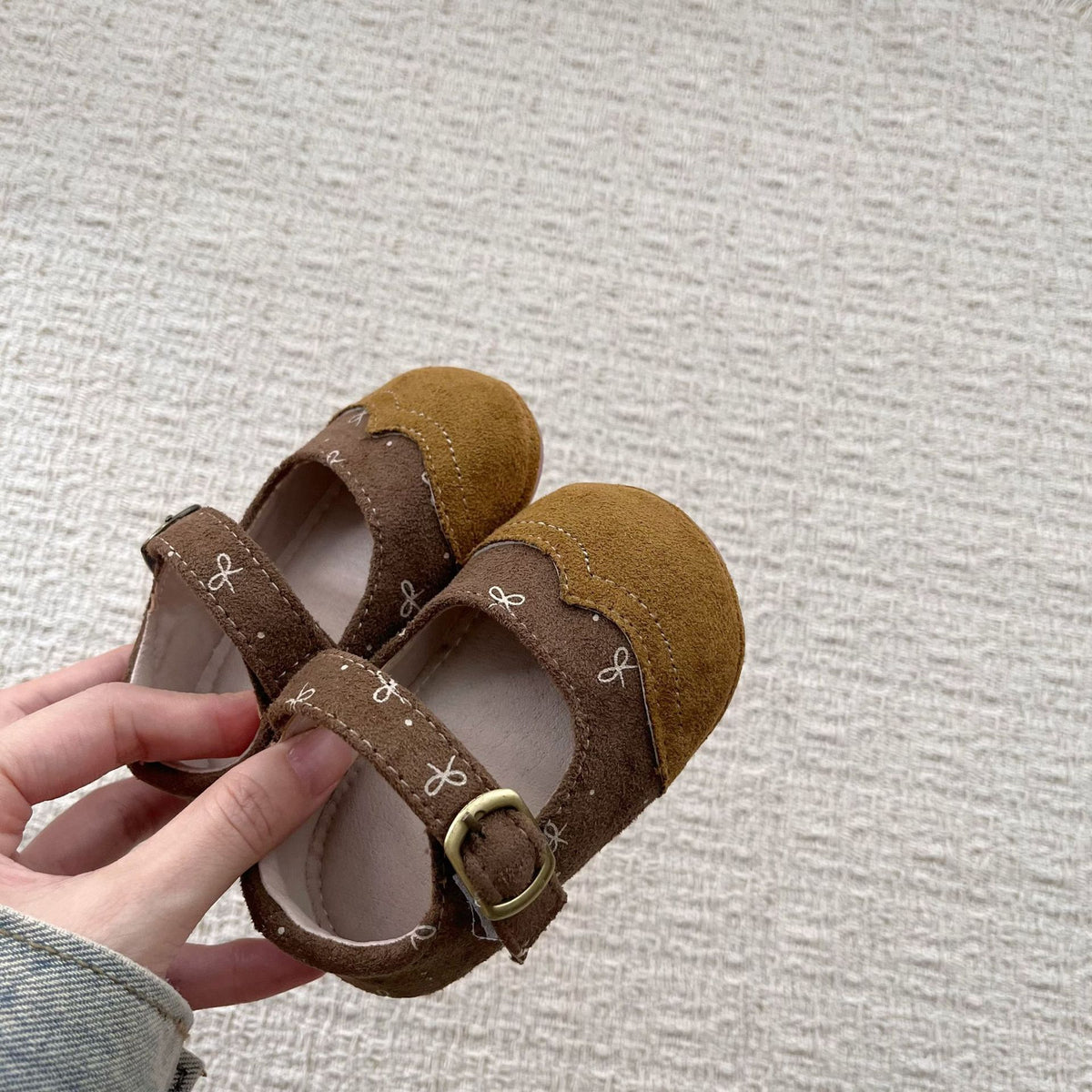 MyKids-USA® Baby Girl Faux Suede Bowknot Soft Sole Shoes