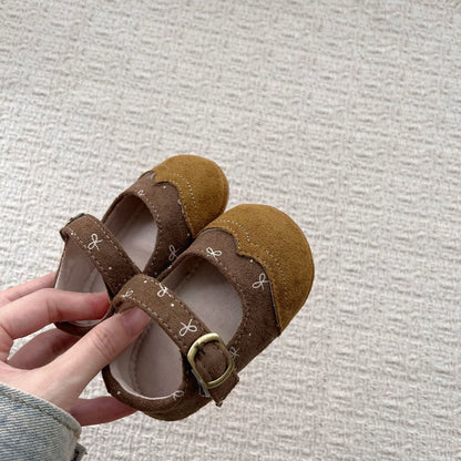 MyKids-USA® Baby Girl Faux Suede Bowknot Soft Sole Shoes