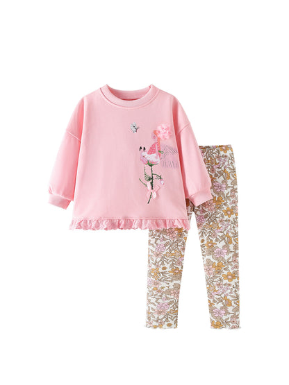 MyKids-USA® Winter Autumn Baby Kids Girls Flowers Pattern Long Sleeves Sweatshirt and Pants Clothing Set
