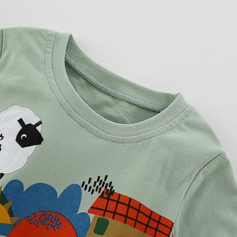 Summer Boys’ Farm Animals Cartoon Pattern T-shirt in European and American Style, MyKids-USA®, Baby & Toddler Tops, MyKids-USA -  -  -  -  -  -  - 