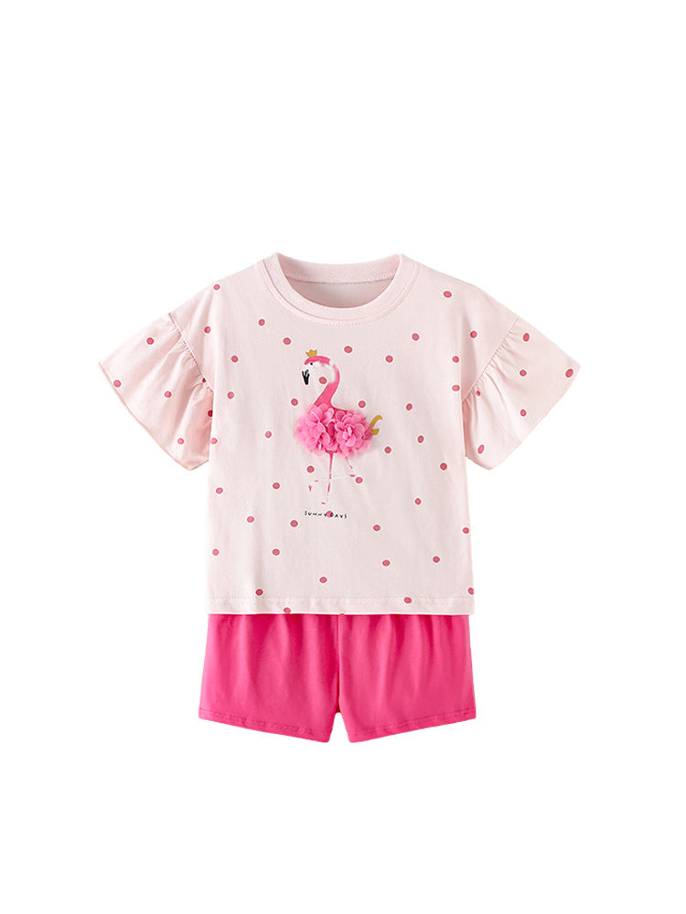 Arrival Summer Baby Kids Girls Short Sleeves Dots Pattern T-shirt and Shorts Clothing Set