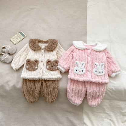 Winter Hot Selling Baby Cute Rabbits Pattern Fleece Thickened Top and Trousers Sets Pajamas, MyKids-USA®, Baby & Toddler Outfits, MyKids-USA -  -  -  -  -  -  - 