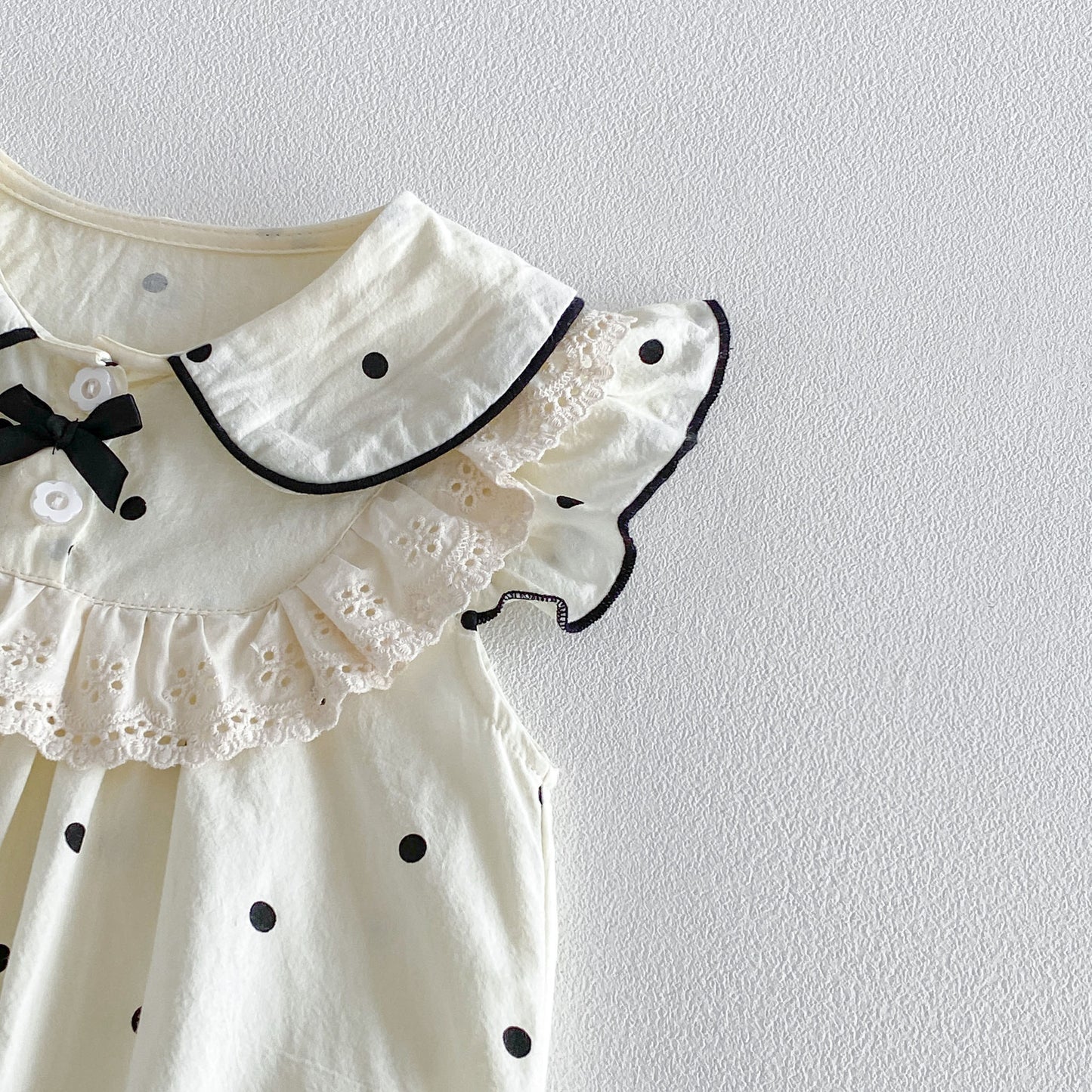 Design Summer Baby Kids Girls Fly Sleeves Dots Pattern Bodysuit