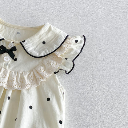 Design Summer Baby Kids Girls Fly Sleeves Dots Pattern Bodysuit