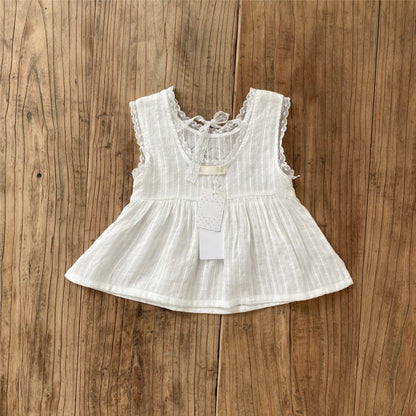 MyKids-USA® Summer Arrival Baby Girls Sleeveless Cute Lace Trim Thin Dress