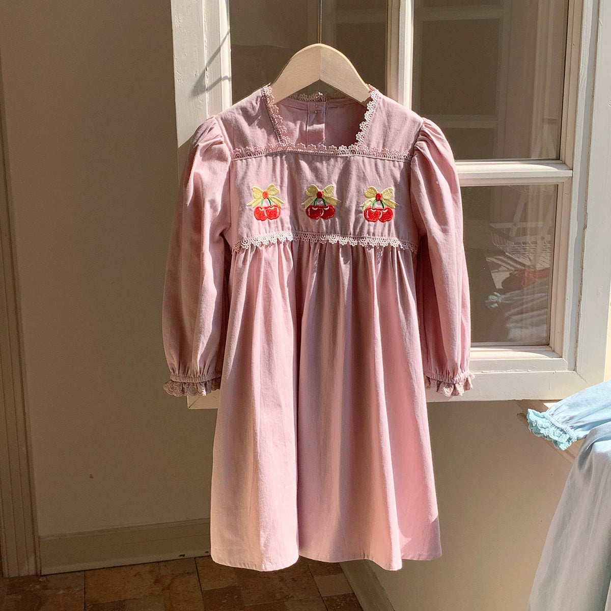 Autumn Arrival Baby Kids Girls Cherry Embroidered Pattern Long Sleeves Dress, MyKids-USA®, Baby & Toddler Dresses, MyKids-USA - Size/Age - 90 (12-24M) - Color - Pink -  -  - TR2508312336-B