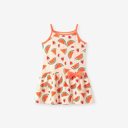 Summer Arrival Cute Pattern Sleeveless Strap Dress for Stylish Girls, MyKids-USA®, Baby & Toddler Dresses, MyKids-USA - Size/Age - 90 (12-24M) - Color - Orange -  -  - TR2601261722-A.