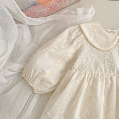 Spring Arrival Baby Girls Long Sleeves Flowers Embroidered Solid Color Bodysuit Dress, MyKids-USA®, Baby & Toddler Dresses, MyKids-USA -  -  -  -  -  -  - .